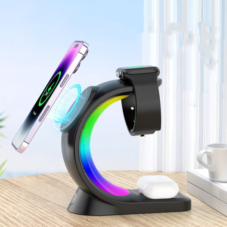 GENX Magnetic 3-in-1 Wireless Charger with RGB Light for iPhone & Apple Watch