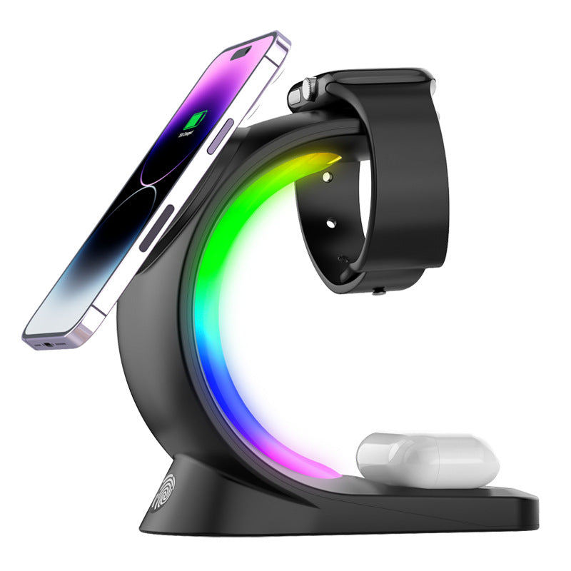 GENX Magnetic 3-in-1 Wireless Charger with RGB Light for iPhone & Apple Watch