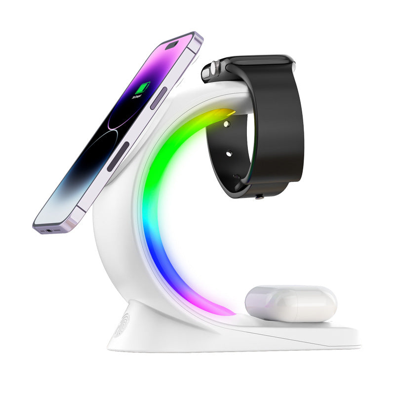 GENX Magnetic 3-in-1 Wireless Charger with RGB Light for iPhone & Apple Watch