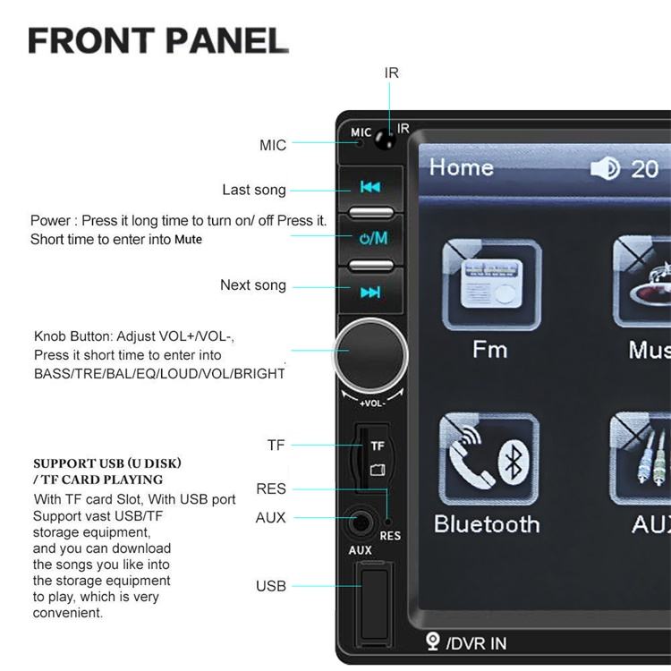 Car Stereo Autoradio 7-inch Touch Screen Radio